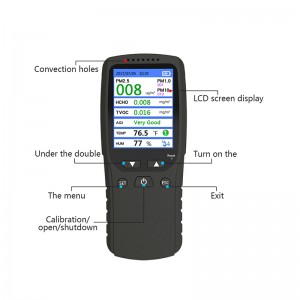 Dienmern nowy Hot PM2.5 Detektor Tester jakości powietrza Monitor Miernik Akumulator DM-106A Czarny decetor powietrza
