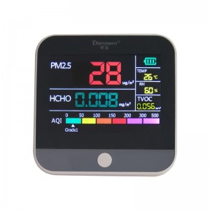 Czujnik LCD Detektor PM2.5 Przenośny monitor jakości powietrza HCHO Tester TVOC Zachowaj oświetlenie Akumulator litowy Detektor samochodowy